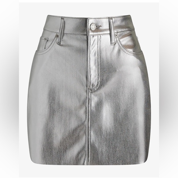 Express High Waisted Metallic Mini Skirt - Picture 3 of 13